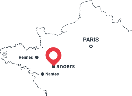 Angers sur une carte de France