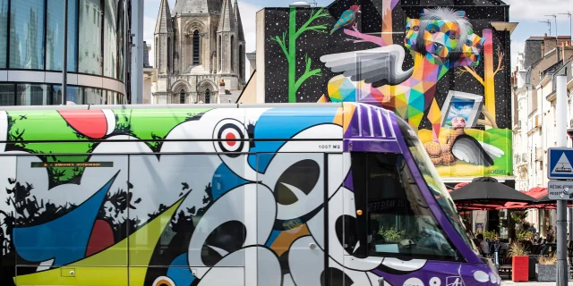 Angers tramway dressed in colors