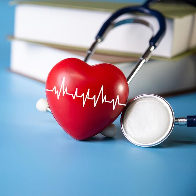 red heart with stethoscope, heart health Insurance for your health concept.Annual health check