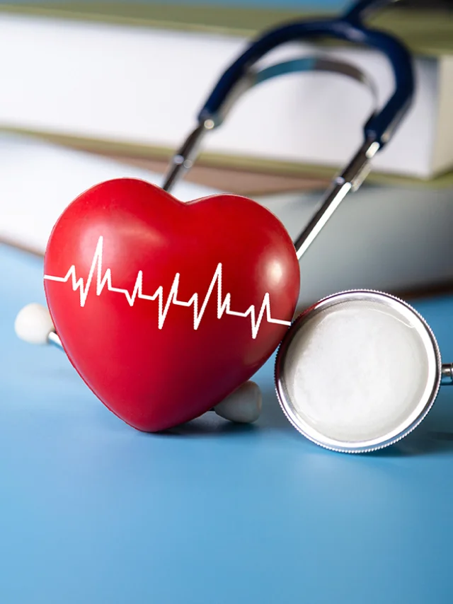 red heart with stethoscope, heart health Insurance for your health concept.Annual health check