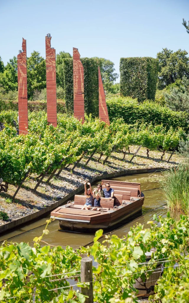 Family in a boat at Terra Botanica