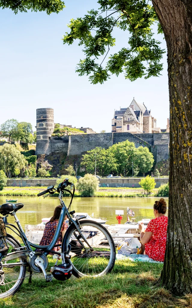 Vue sur le Château d'Angers depuis la cale de la Savatte