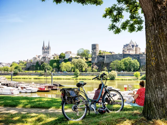 Vue sur le Château d'Angers depuis la cale de la Savatte