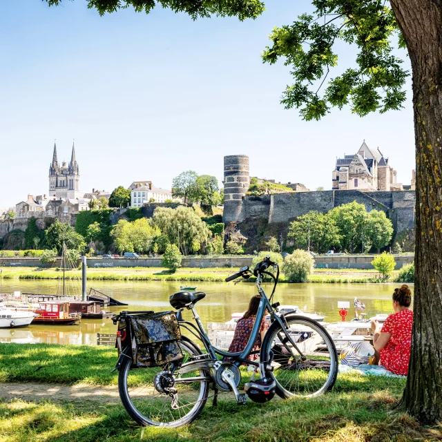 Vue sur le Château d'Angers depuis la cale de la Savatte