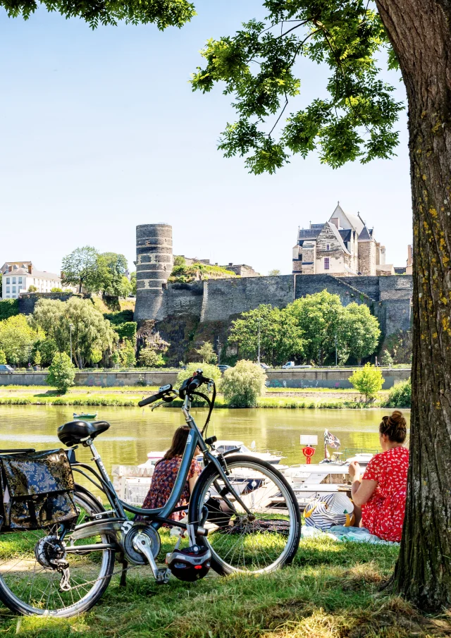 Vue sur le Château d'Angers depuis la cale de la Savatte