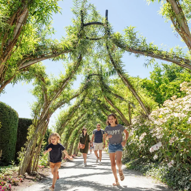 Une famille sur un chemin à Terra Botanica