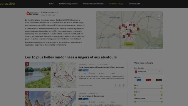 capture d'écran de la page Outdooractive Angers