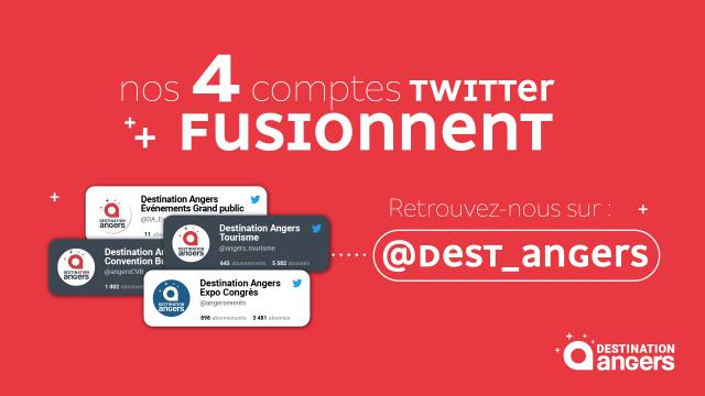 Infographie présentant la fusion des comptes Twitter de Destination Angers